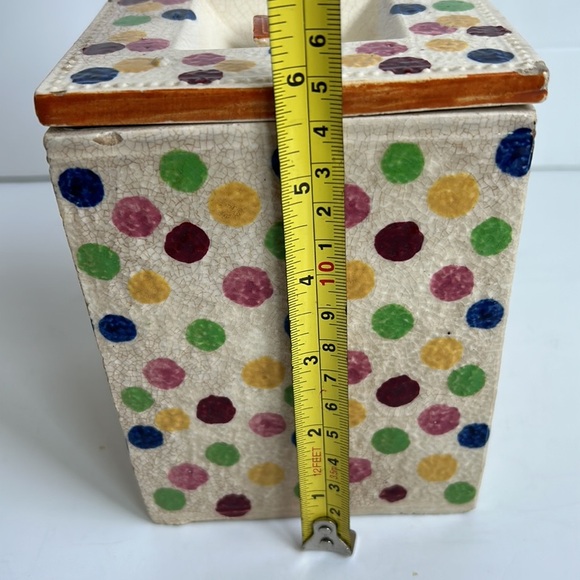 Vintage Revelation Japan cream polka dot rectangular canister w lid cookie jar - Picture 15 of 16